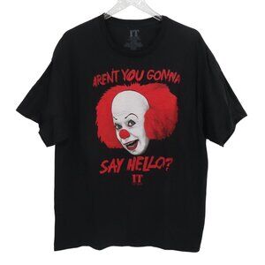 IT Adult Unisex Extra Large XL Pennywise Clown Say Hello Black Graphic T Shirt
